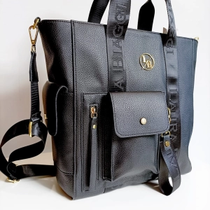 Laura Biaggi Torebka Shopper Czarna z Kieszonkam