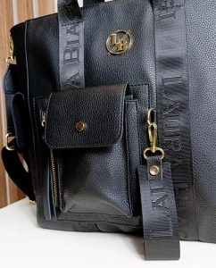 Laura Biaggi Torebka Shopper Czarna z Kieszonkam