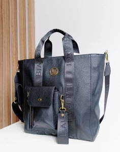 Laura Biaggi Torebka Shopper Czarna z Kieszonkam