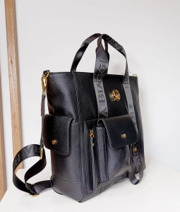 Laura Biaggi Torebka Shopper Czarna z Kieszonkam