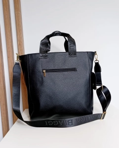 Laura Biaggi Torebka Shopper Czarna z Kieszonkam