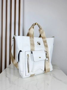 Laura Biaggi Torebka Shopper Biała z Kieszonkami