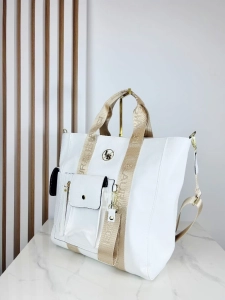 Laura Biaggi Torebka Shopper Biała z Kieszonkami