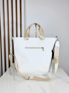 Laura Biaggi Torebka Shopper Biała z Kieszonkami