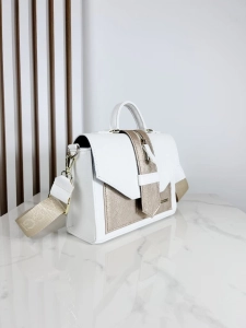 Laura Biaggi torebka kuferek biały z klapką