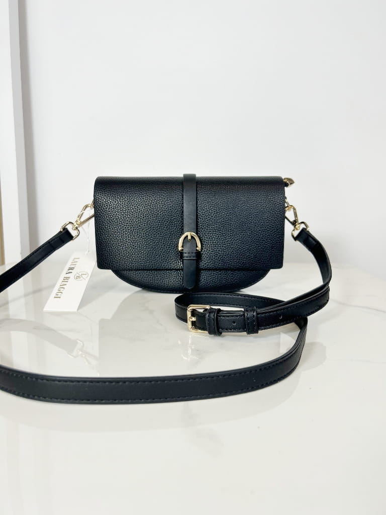 Laura Biaggi torebka listonoszka z klapką czarna