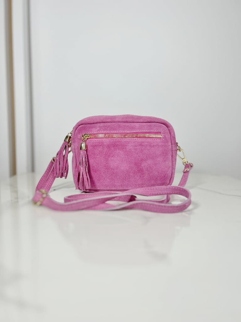 Skórzana mała torebka kuferek różowa