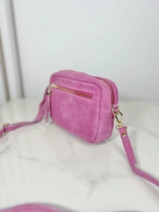 Skórzana mała torebka kuferek różowa
