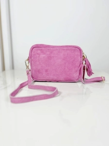 Skórzana mała torebka kuferek różowa