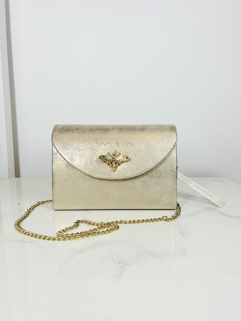 wizytowa złota torebka laura biaggi