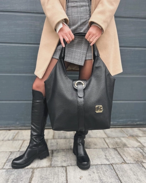Laura Biaggi duża torba shopper na ramię czarna