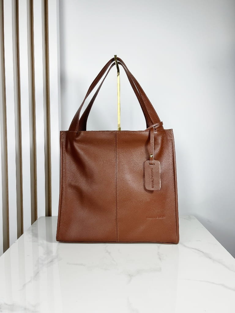 Laura Biaggi skórzana torba shopper brązowa