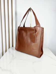 Laura Biaggi skórzana torba shopper brązowa