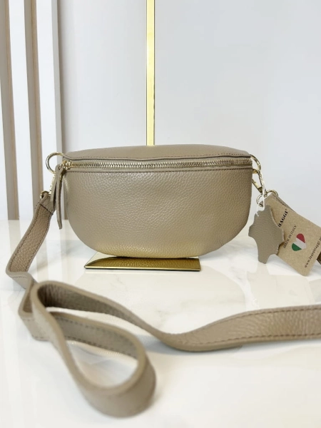 Laura Biaggi torebka nerka skórzana beżowa