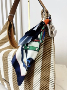 David Jones torebka worek na lato w paski brązowa