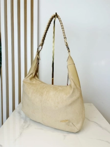 Minmin torebka worek na ramię beżowa eko zamsz