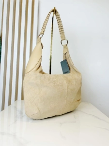 Minmin torebka worek na ramię beżowa eko zamsz