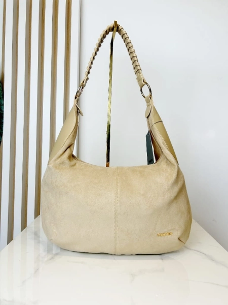 Minmin torebka worek na ramię  beżowa eko zamsz