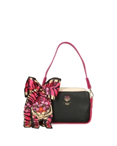 Ego skórzana torebka kuferek dwukomorowa Wild Flower fuksja