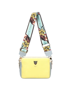 Ego skórzana torebka kuferek dwukomorowa Wild Flower żółta