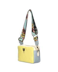 Ego skórzana torebka kuferek dwukomorowa Wild Flower żółta