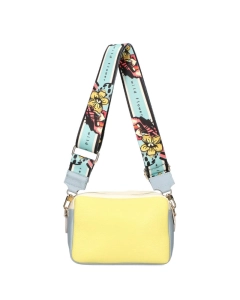 Ego skórzana torebka kuferek dwukomorowa Wild Flower żółta