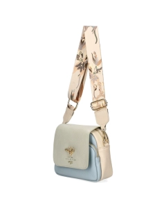 Ego skórzana torebka listonoszka z pszczółką miętowa