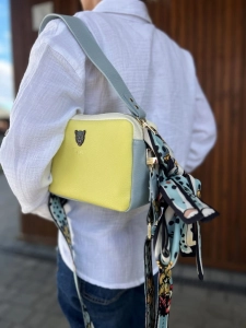 Ego skórzana torebka kuferek dwukomorowa Wild Flower żółta