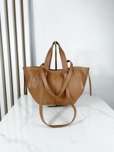 Laura Biaggi skórzana mała torba shopper brązowa