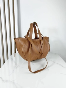 Laura Biaggi skórzana mała torba shopper brązowa