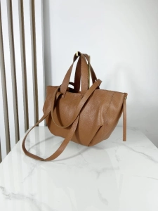 Laura Biaggi skórzana mała torba shopper brązowa