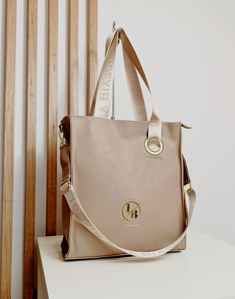 Laura Biaggi Torebka Shopper Taupe Ciemno Beżowa