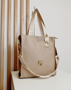 Laura Biaggi Torebka Shopper Taupe Ciemno Beżowa