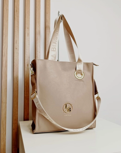 Laura Biaggi Torebka Shopper Taupe Ciemno Beżowa