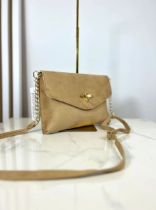 Laura Biaggi elegancka kopertowa torebka beżowa