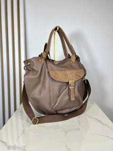 Laura Biaggi duża torba na ramię shopper fango