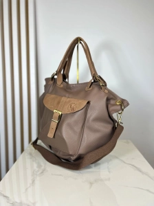 Laura Biaggi duża torba na ramię shopper fango