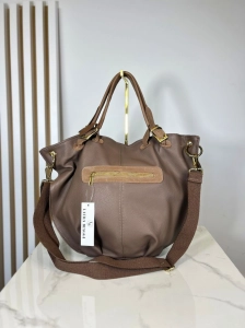 Laura Biaggi duża torba na ramię shopper fango