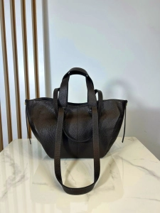 Laura Biaggi skórzana mała torba shopper brązowa