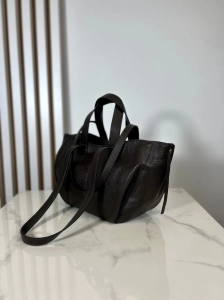 Laura Biaggi skórzana mała torba shopper brązowa