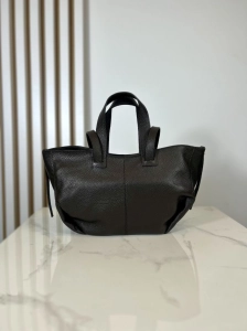 Laura Biaggi skórzana mała torba shopper brązowa