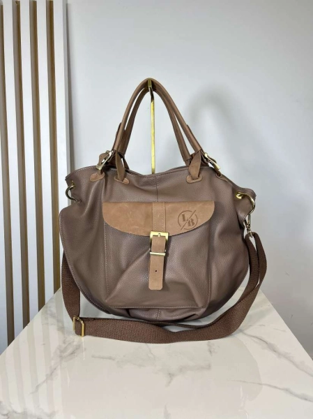 Laura Biaggi duża torba na ramię shopper fango