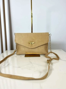 Laura Biaggi elegancka kopertowa torebka beżowa