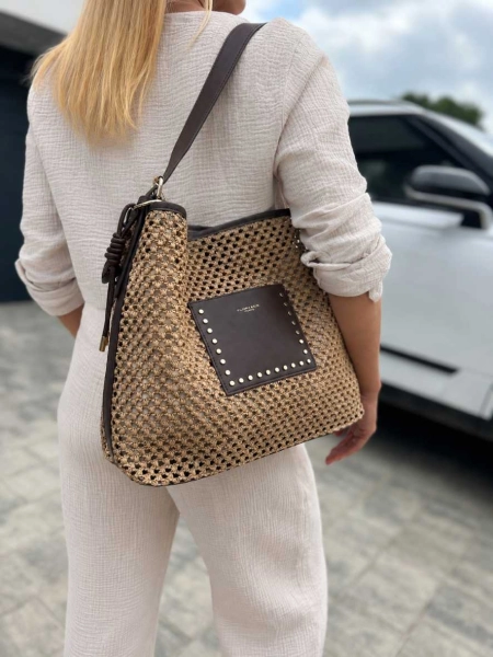 Flora&Co torebka shopper na lato koszyk beżowa