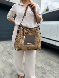 Flora&Co torebka shopper na lato koszyk beżowa