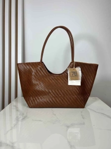 Torebka shopper pleciona brązowa