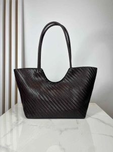 Torebka shopper pleciona brązowa czekoladowa