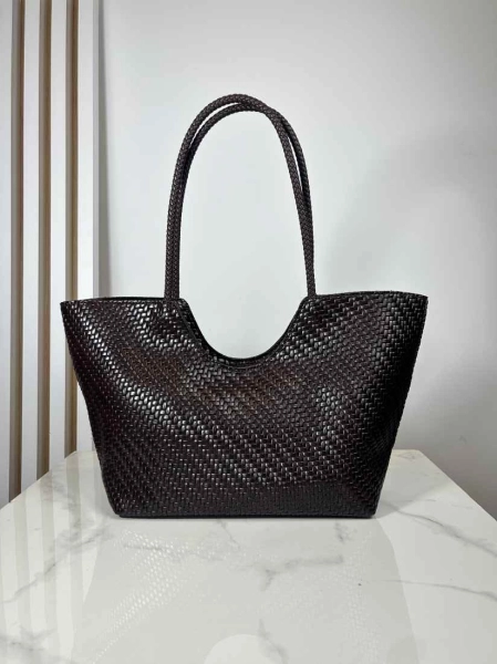 Torebka shopper pleciona brązowa czekoladowa