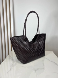 Torebka shopper pleciona brązowa czekoladowa