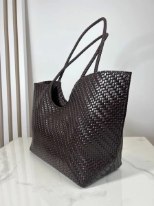Torebka shopper pleciona brązowa czekoladowa